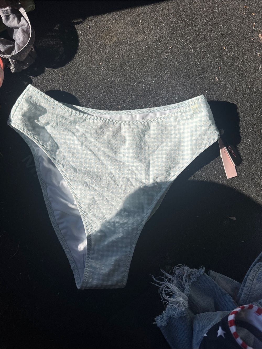 Victoria's Secret Light Blue Gingham Bikini Bottom